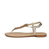 Saint Alena Rose Gold Stone Embellished Flats - SaintG