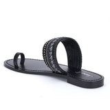 Saint Rosalia Black Leather Flat - SaintG