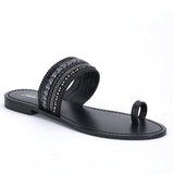 Saint Rosalia Black Leather Flat - SaintG