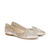Saint Morwenna Hand Embroider Beige Ballerina