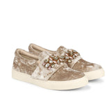 Saint Kacey Beige Velvet Sneaker