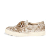 Saint Kacey Beige Velvet Sneaker