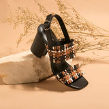 Saint Bibiana Multi Woven Leather Heels
