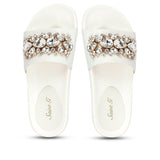 Saint Jaime White Leather Slide - SaintG