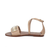 Saint Adilia Beige Stone And Pearl Embellished Leather Sandal - SaintG