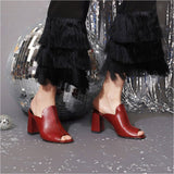 Saint Amor Red Leather Block Heel