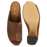 Saint Amor Tan Leather Block Heel