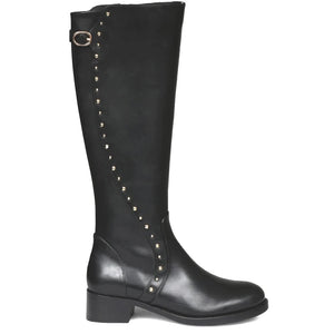 Saint Claire Black Leather Knee High Boots