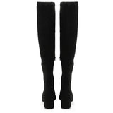 Saint Luisa Black Stretch Suede Above The Knee Heeled Boots