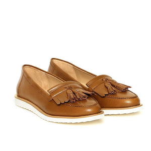 Saint Alena Tan Leather Saddle Shoes