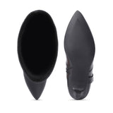 Saint Arabella Black Leather Kitten Heel Knee High Boots