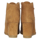 Saint Tesorina Tan Suede Leather Lace-Up Wedge Boots