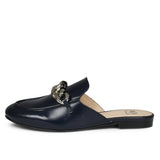 Saint Caeser Metal Chain Embellished Navy Mules - SaintG
