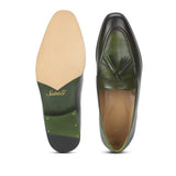 Saint Valentin Olive Leather Men's Tassel Moccasin Shoes