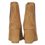 Saint Tesora Tan Suede Leather Mid Heel Wedge Boots
