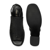 Saint Bella Leather Handcrafted Woven Open Toe Block Heel