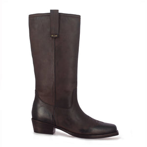 Saint Valery Brown Leather Cowboy Calf Boots