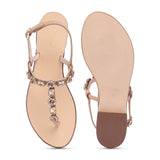 Saint Zaneta Multi Stones Embellished Leather Flats - SaintG