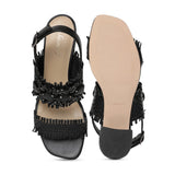 Saint Fabrizia Crystal Embellished Woven Leather Block Heel