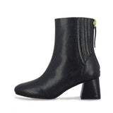 Saint Stellina Black Leather Back Zip Block Heel Boots