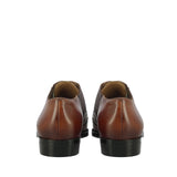 Mens Brown Leather Square Toe Lace Up Décor Slip On Shoes