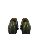 Mens Olive Leather Square Toe Lace Up Décor Slip On Shoes