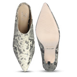 Grey Python Textured Leather Pumps