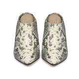 Grey Python Textured Leather Pumps