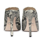 Grey Python Textured Leather Pumps