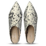 Grey Python Textured Leather Pumps