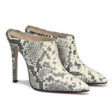 Grey Python Textured Leather Pumps