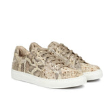 Beige Textured Python Leather Sneakers