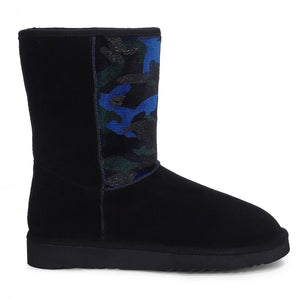 Saint Flora Navy Camo Fabric Snug Boots