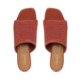 Saint Eloisa Brick Red Woven Block Heel Mules