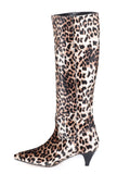 Saint Melissa Beige Leopard Print Stretch Fabric Calf Length Boot