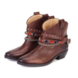Saint Frances Brown Leather Cowboy Ankle Boot