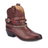Saint Frances Brown Leather Cowboy Ankle Boot