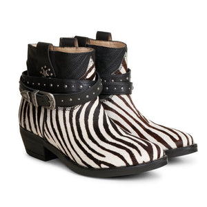 Saint Federica Zebra Printed Leather Ankle Boot