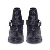 Saint Jazzie Black Woven Leather Ankle Boot - SaintG