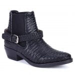 Saint Jazzie Black Woven Leather Ankle Boot - SaintG