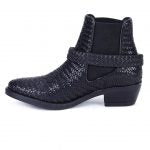 Saint Jazzie Black Woven Leather Ankle Boot - SaintG