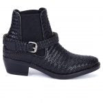 Saint Jazzie Black Woven Leather Ankle Boot - SaintG