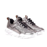 Saint Alaricia Pewter Crackle Leather Sneakers