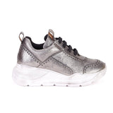 Saint Alaricia Pewter Crackle Leather Sneakers