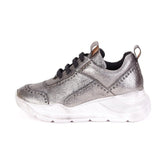 Saint Alaricia Pewter Crackle Leather Sneakers
