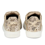 Beige Textured Python Leather Sneakers