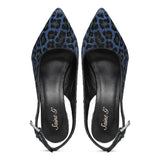 Saint Verona Hair On Leather With Blue Leopard Print Kitten Heels