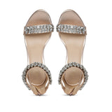 Saint Ornella Crystal Embellished Rose Gold Leather Heel