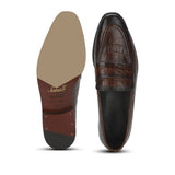 Saint Ansprand  Brown Croco Leather Embossed Loafers