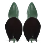 Saint Grace Green Leather Above The Knee Boots